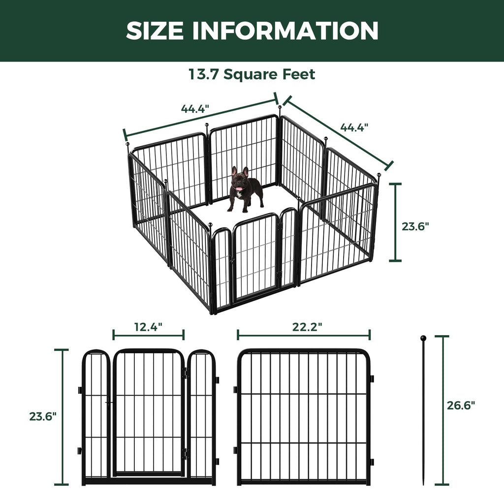 FXW Rollick Dog Playpen, Indoor, Yard & RV Camping, 24"H, 8 Panels