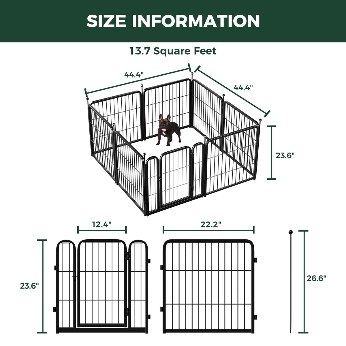FXW Rollick Dog Playpen, Indoor, Yard & RV Camping, 24"H, 8 Panels