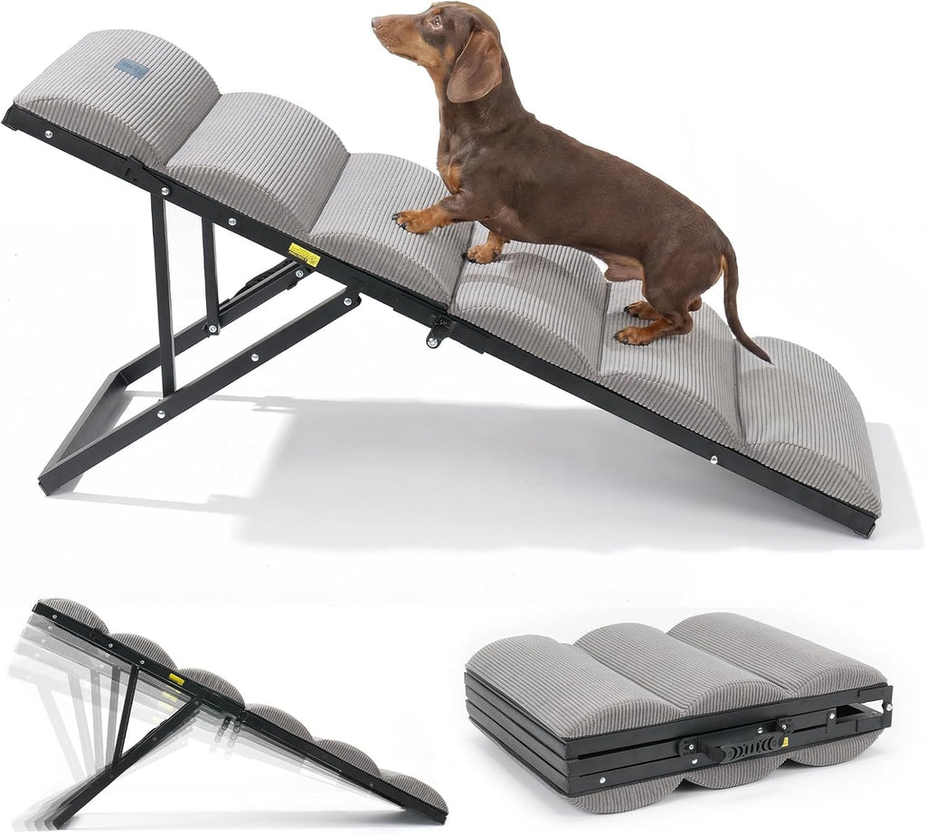 Veehoo Dog Ramp for Bed Couch Small Large Dogs, Foldable Pet Ramp 17“-23''H