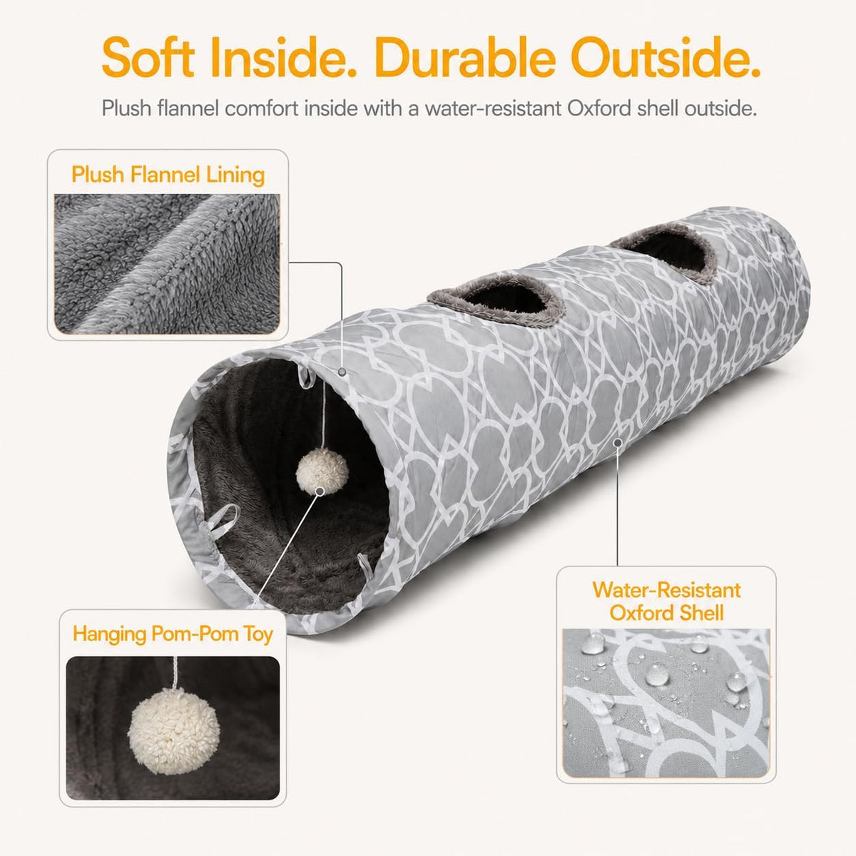 Plush Inside Straight Cat Tunnel Geometric, Diameter 9.8 Inch