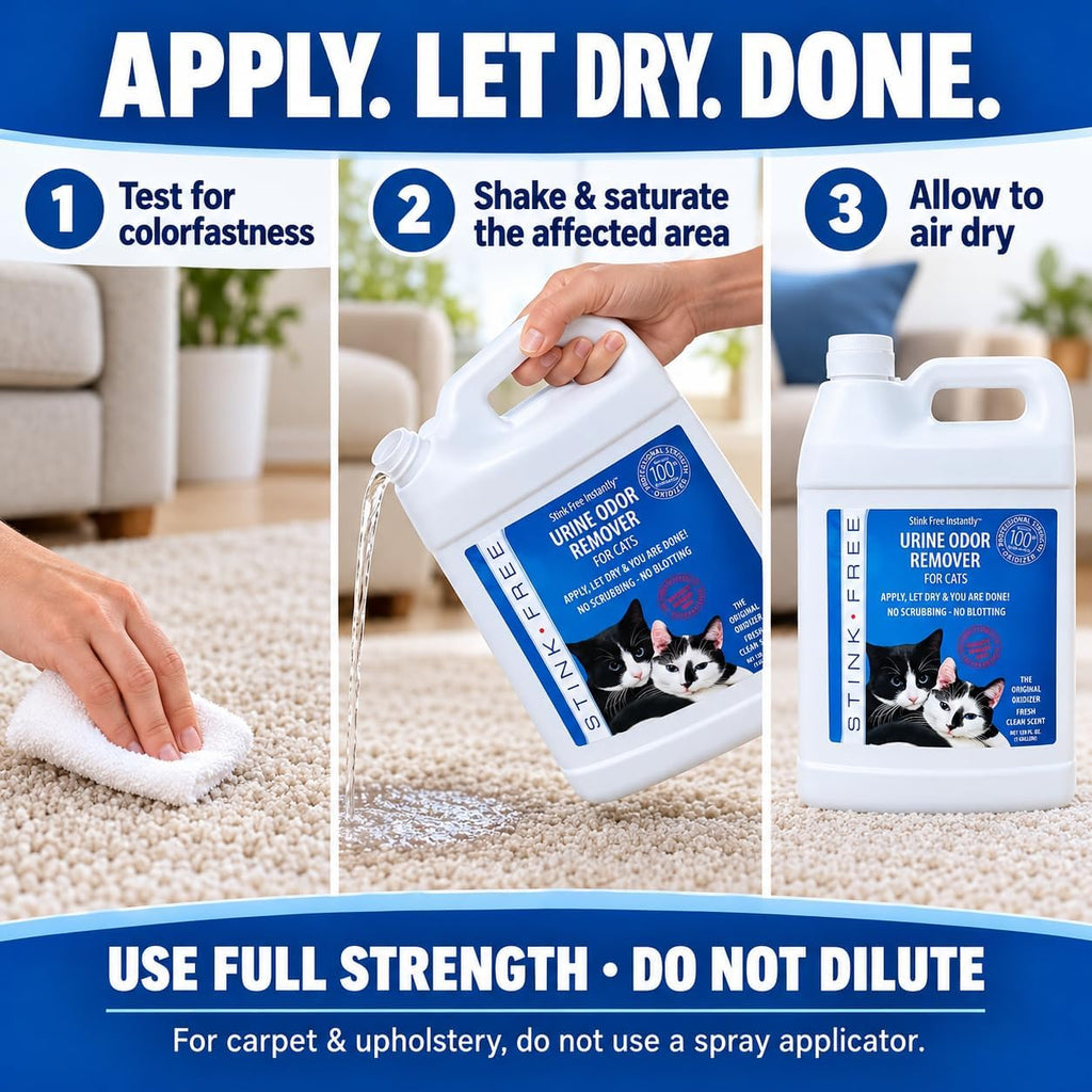 Instantly Urine Odor Remover & Eliminator for Cat Urine, Oxidizer Based Urine Cleaner for Carpets, Rugs, Mattress, etc. 