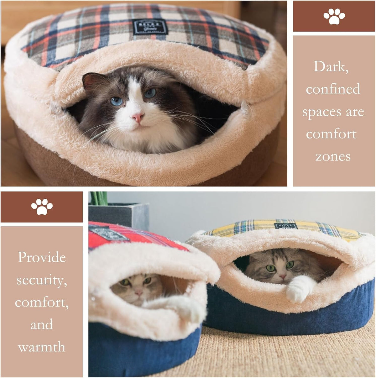 Cat Bed Cave - Enclosed Hideaway with Detachable Lid for Kitten (Yellow)