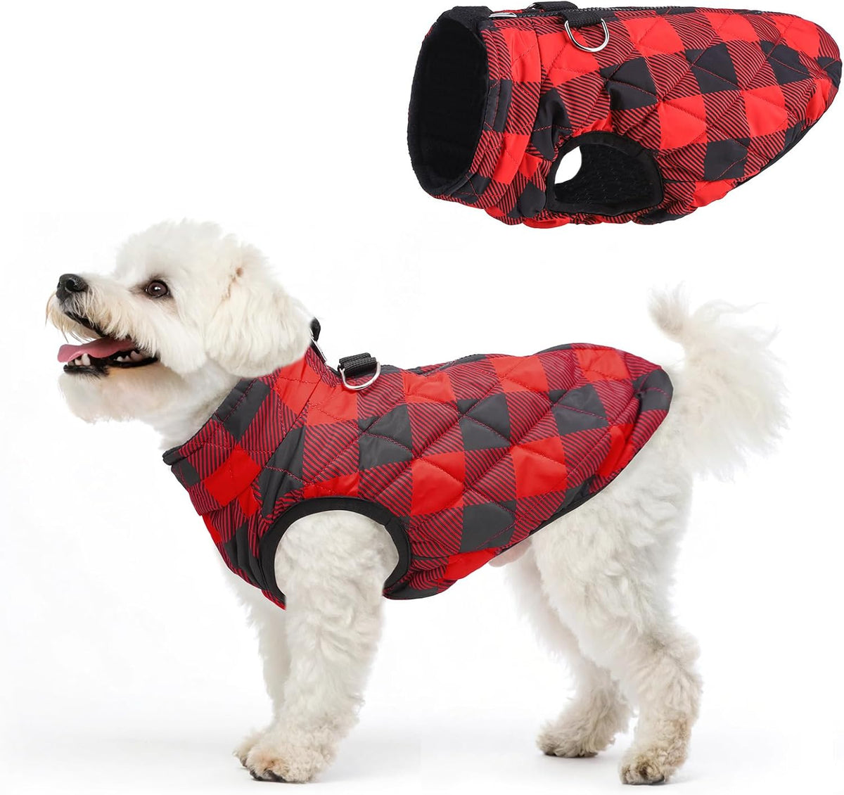 Winter Dog Vest Coat with Harness Built In