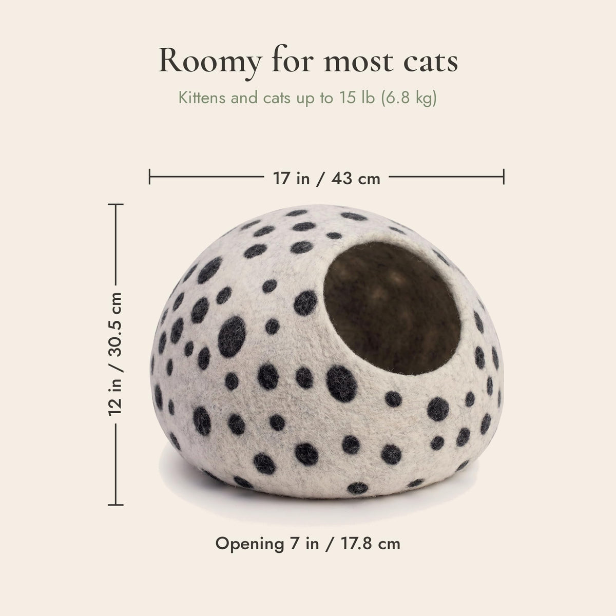 Woolygon Merino Wool Cat Cave, Foldable Hideaway Pod, 100% Merino Wool