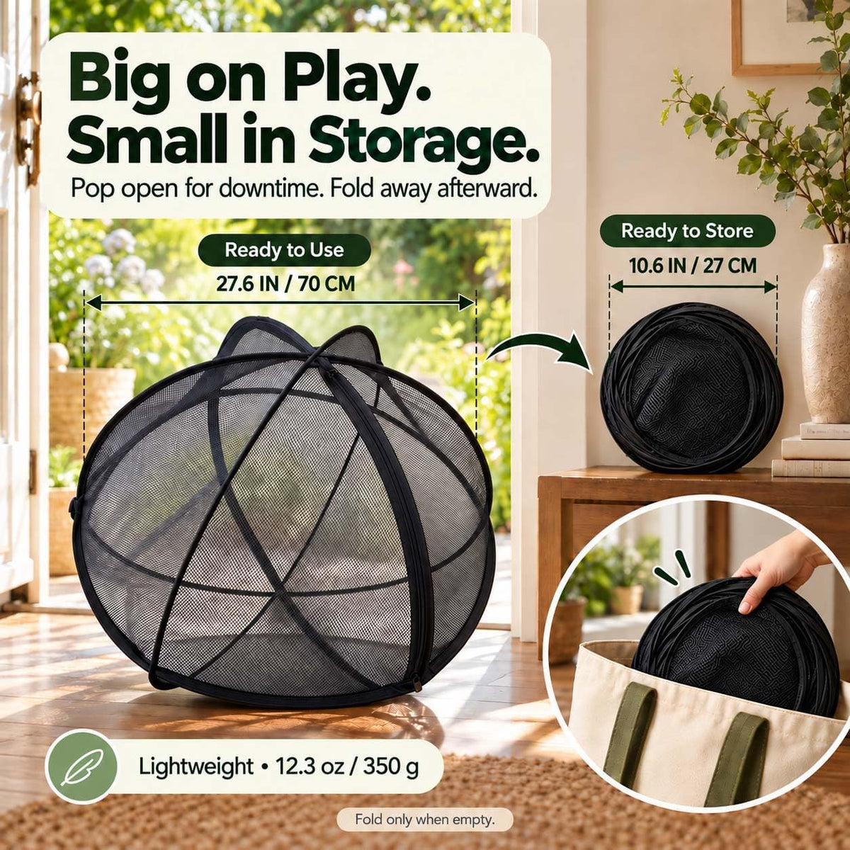 2027 New Cat Hamster Ball for Outside 27.6in Rolling Cat Playpen，Black