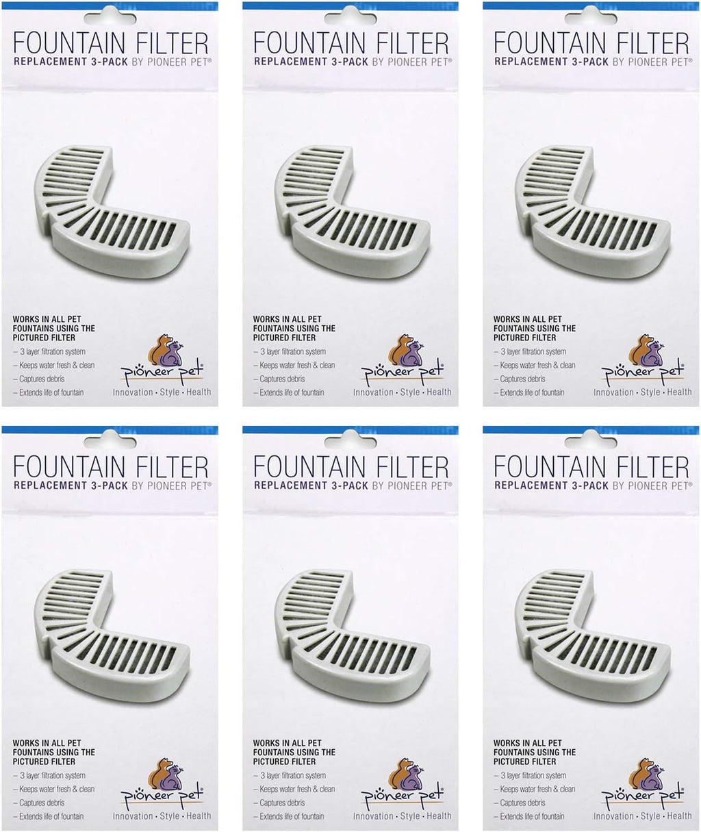 Pioneer Pet Replacement Filters for Ceramic & Stainless Steel Fountains, Raindrop Filters (3 Filters),White