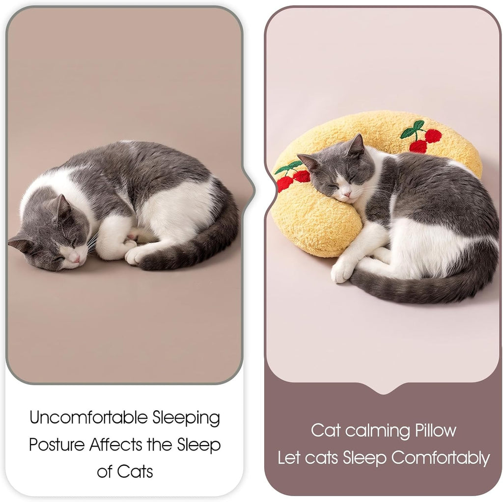4 Pcs Cat Pillow, Soft Calming Neck Support Cushion,Colorful Pet Dog Pillow