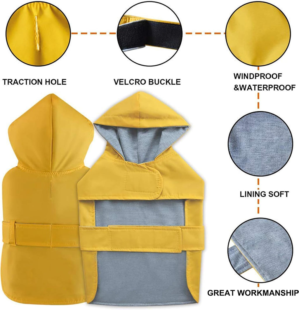 Dog Raincoat Small Dog Rain Jacket Waterproof Pet Rain Suit Double-Layered Poncho for Puppy Small Dogs Hooded Warm Linin