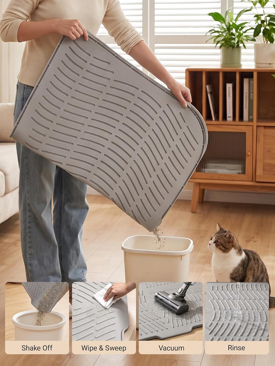 Cat Litter Mat 48"x 36", Urine-Proof Extra Large Litter Box Mat