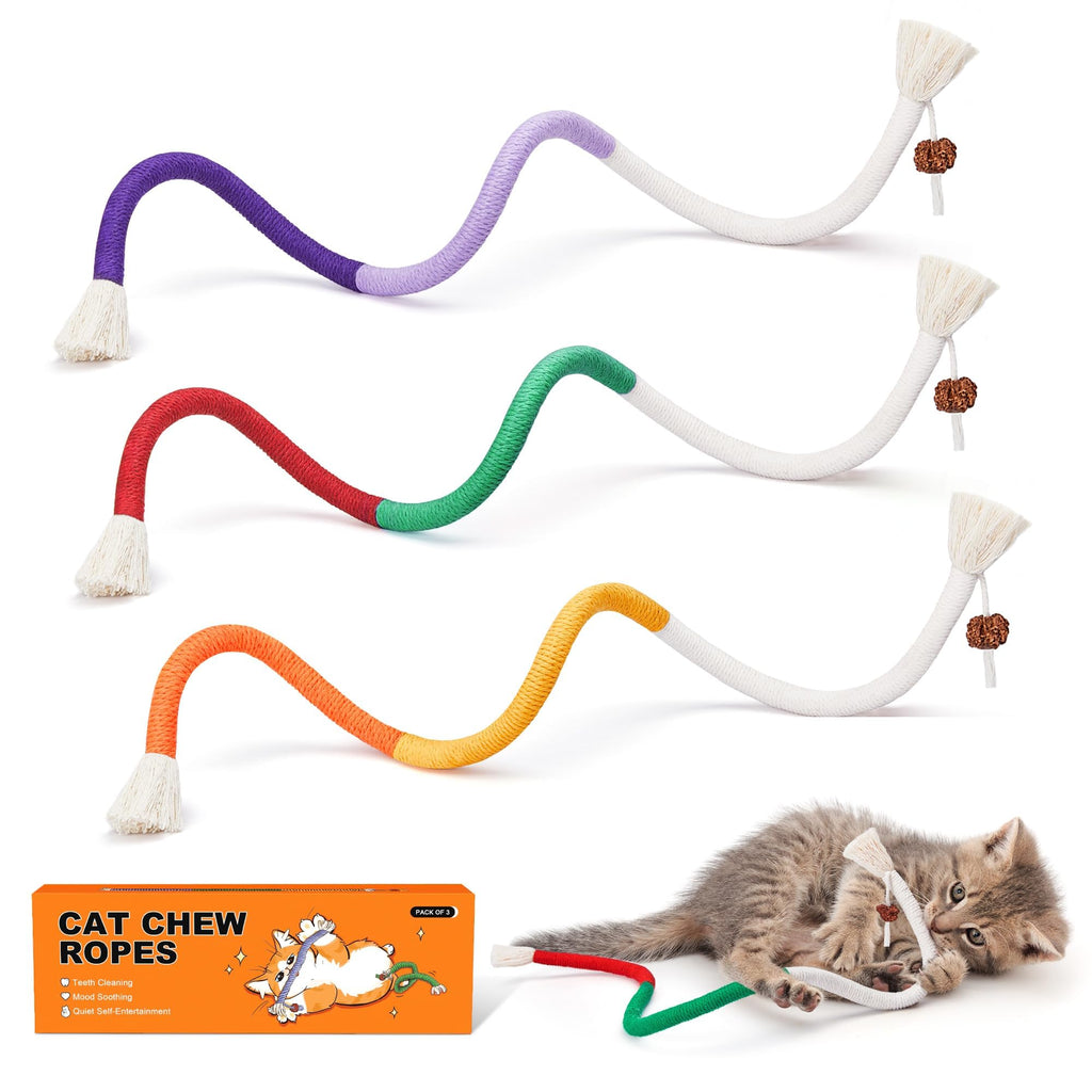 Potaroma Cat Toys Chew Ropes 3Pcs with Refillable Natural Catnip
