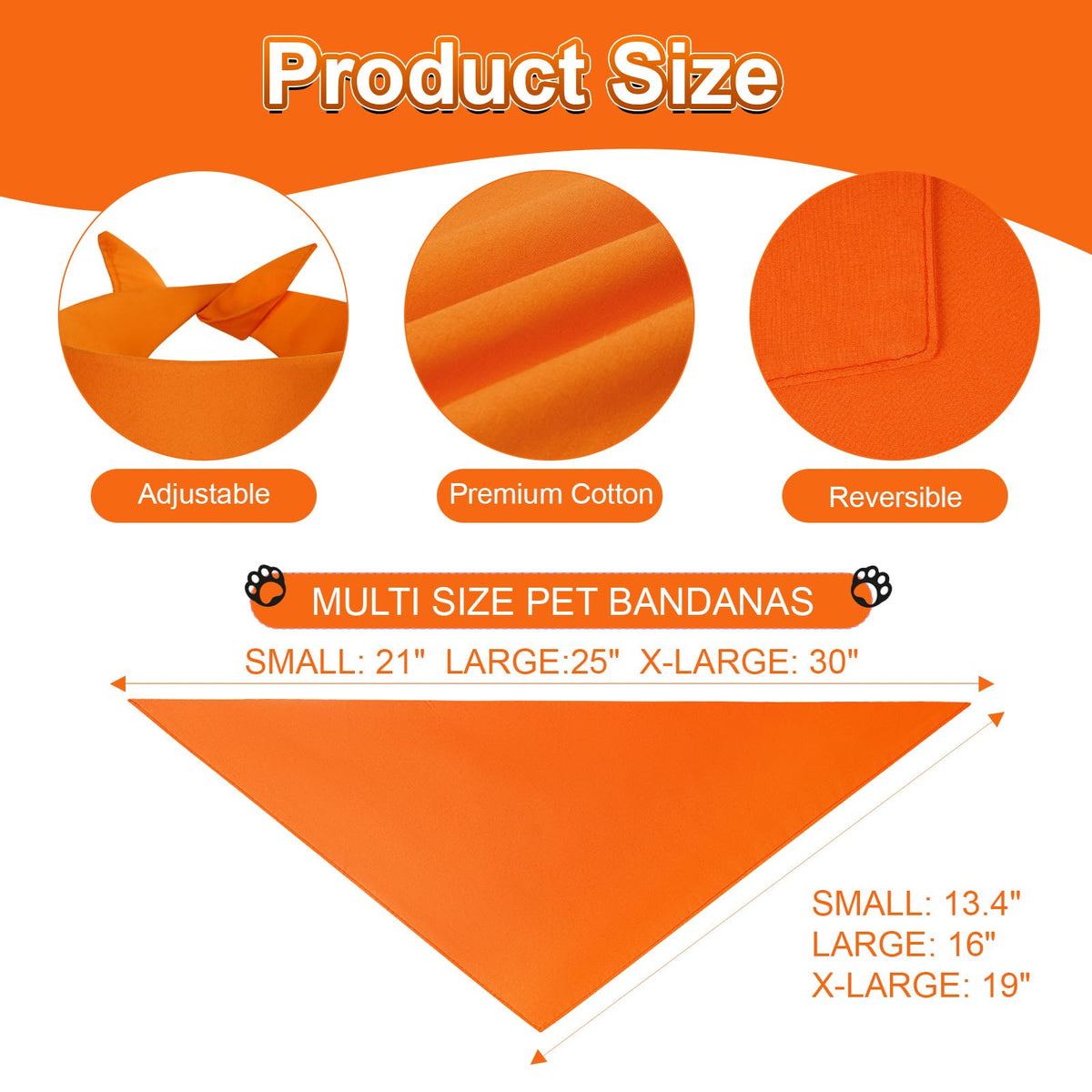 Agroon Blank Dog Bandana Orange Large 2PCS, DIY Solid Cotton Triangle Scarf