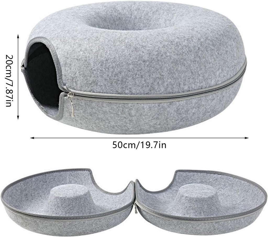 Felt Tunnel, Round Scratcher Cloth Toy, Tunnel for Cats, Thicken Bed 2in1 Tube House Rabbits Kitten Playing Hiding Detac