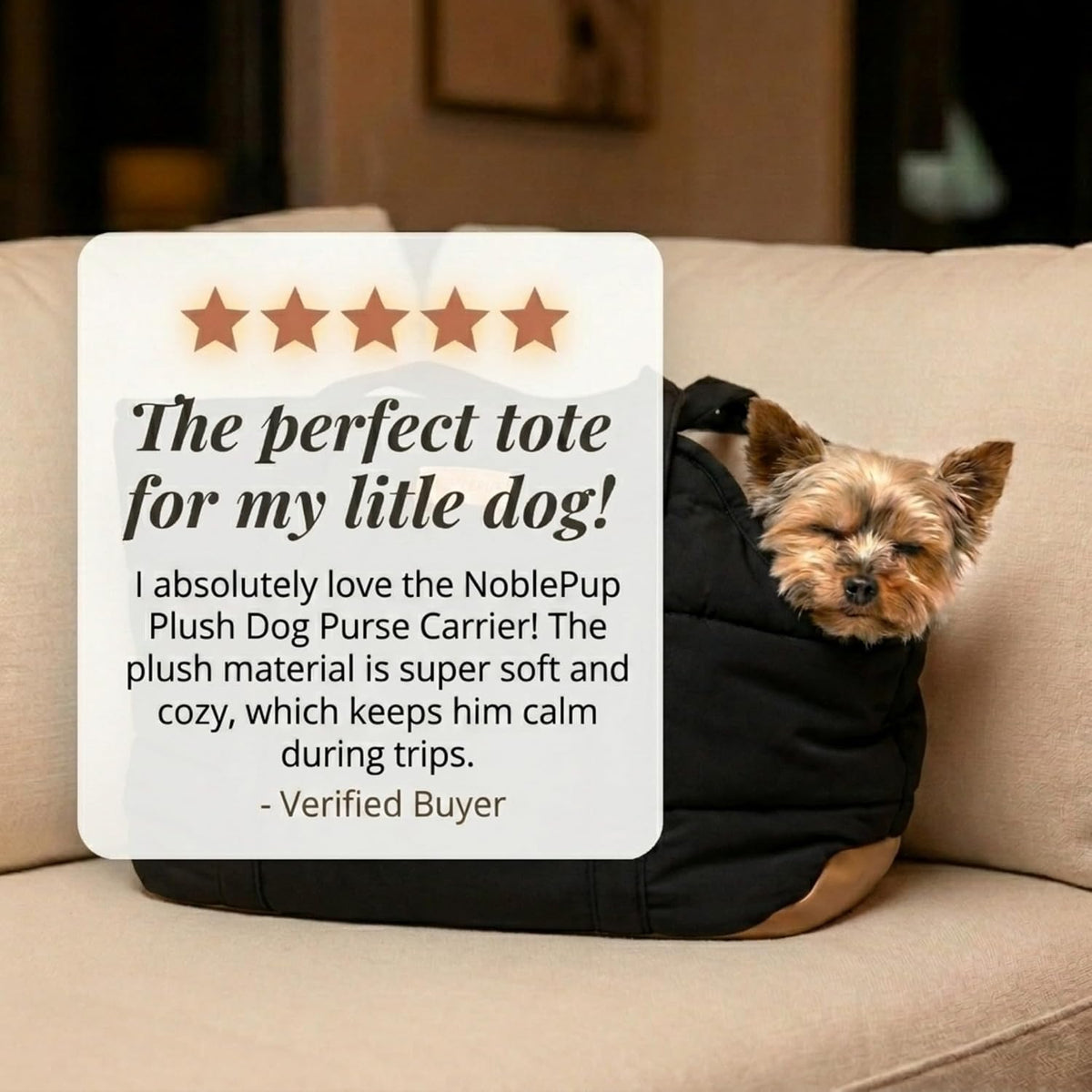 Plush Dog Purse Carrier for Small Dogs, Soft Tote, Black
