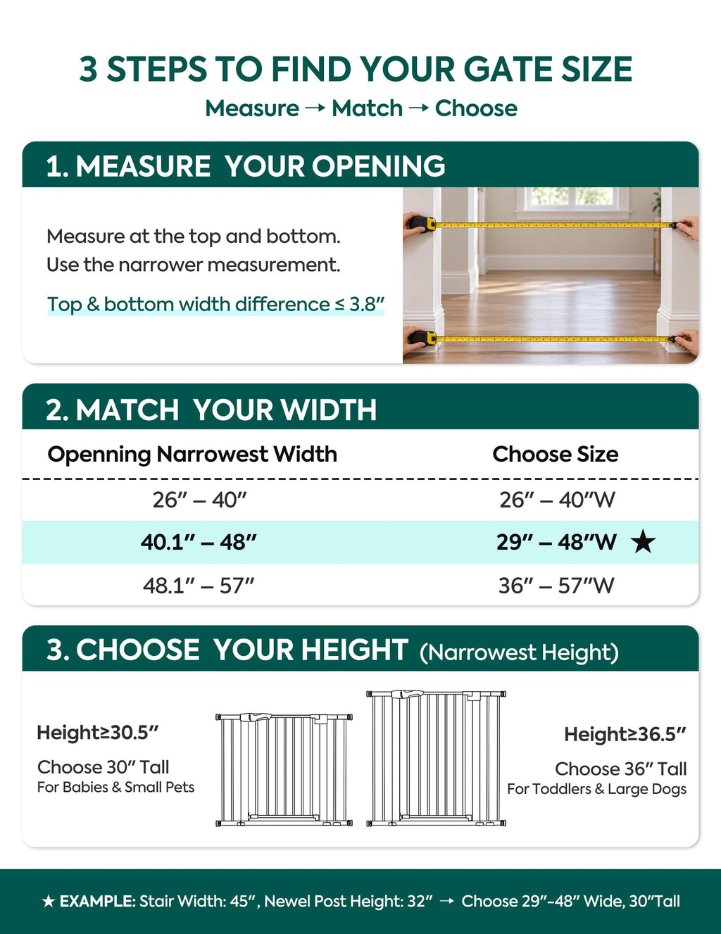 Babelio 26-40" Pressure Mounted Baby Gate for Stairs, PressGuard Dog Gate