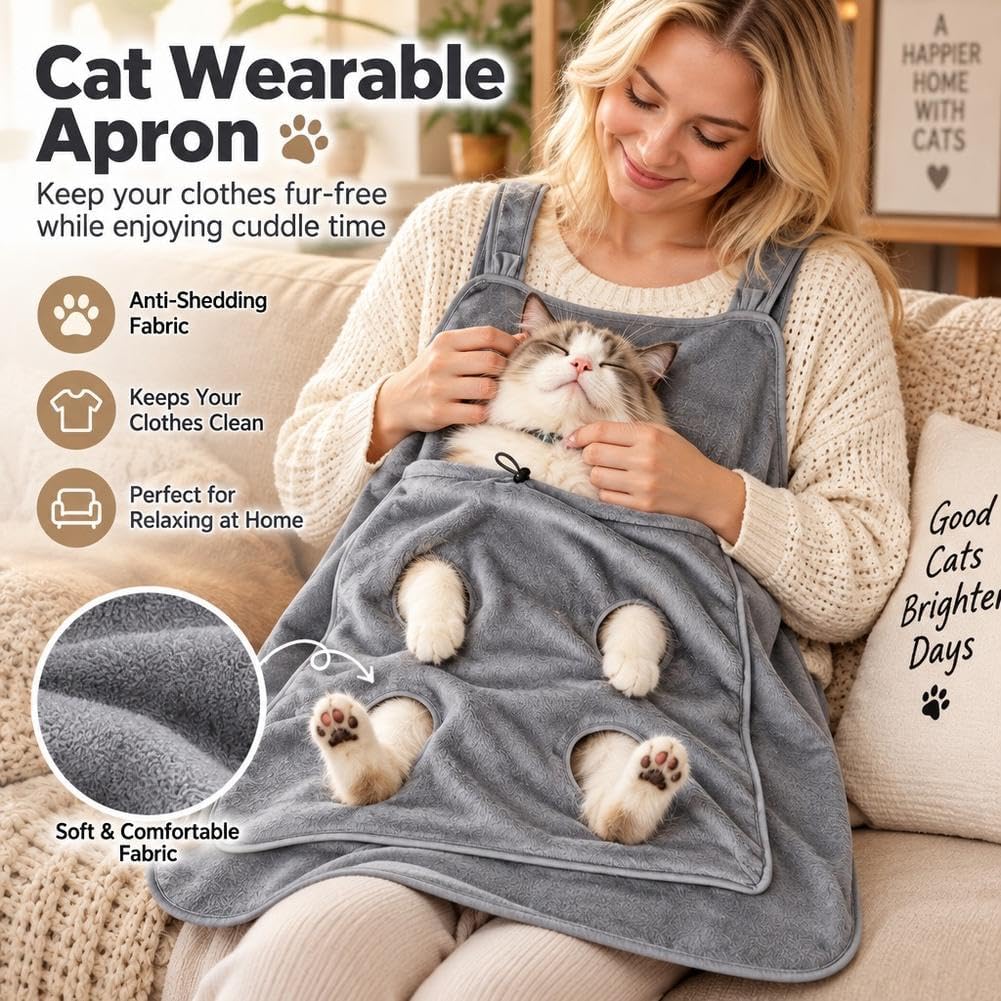 Hair Resistant Pet Cuddling Apron with Leg Holes for Holding Cats & Dogs