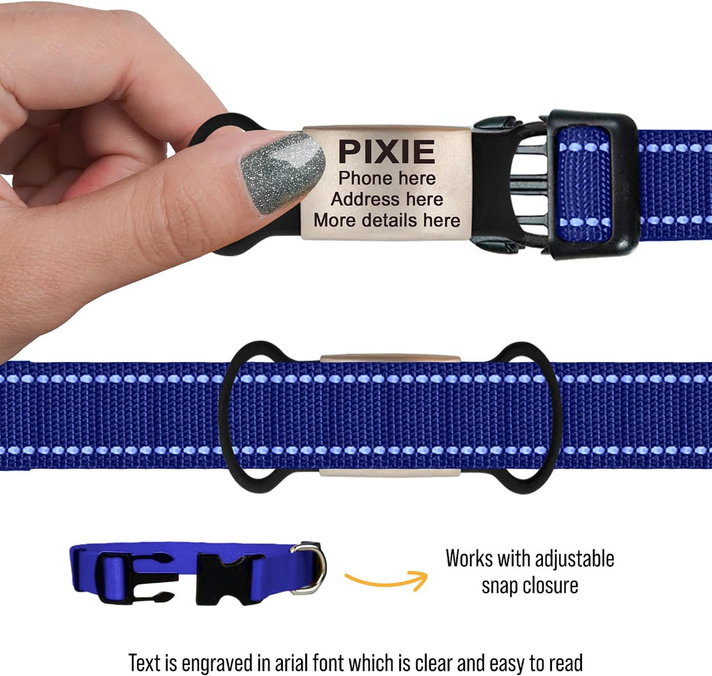 Slide On Pet Tag ID - Silent Custom Dog Tags - Name Tags Personalized - No Jingle Slide On Cat Tag ID - Engraved Collars