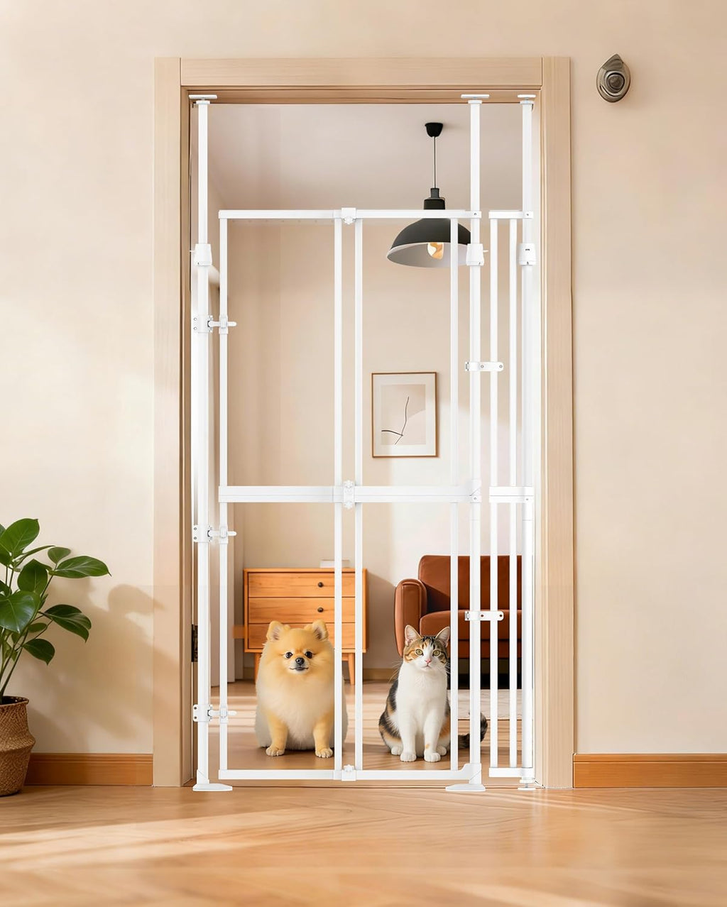 74.80-98.43" Extra Tall Cat Gate for Doorway 20.8-38" Clear Gate