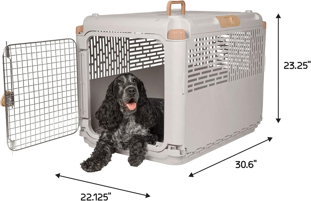 SportPet Designs Collapsible Medium Pet Travel Carrier (Tan), Hard-Sided Kennel for Medium Dogs, Puppies, Cats, Kittens,