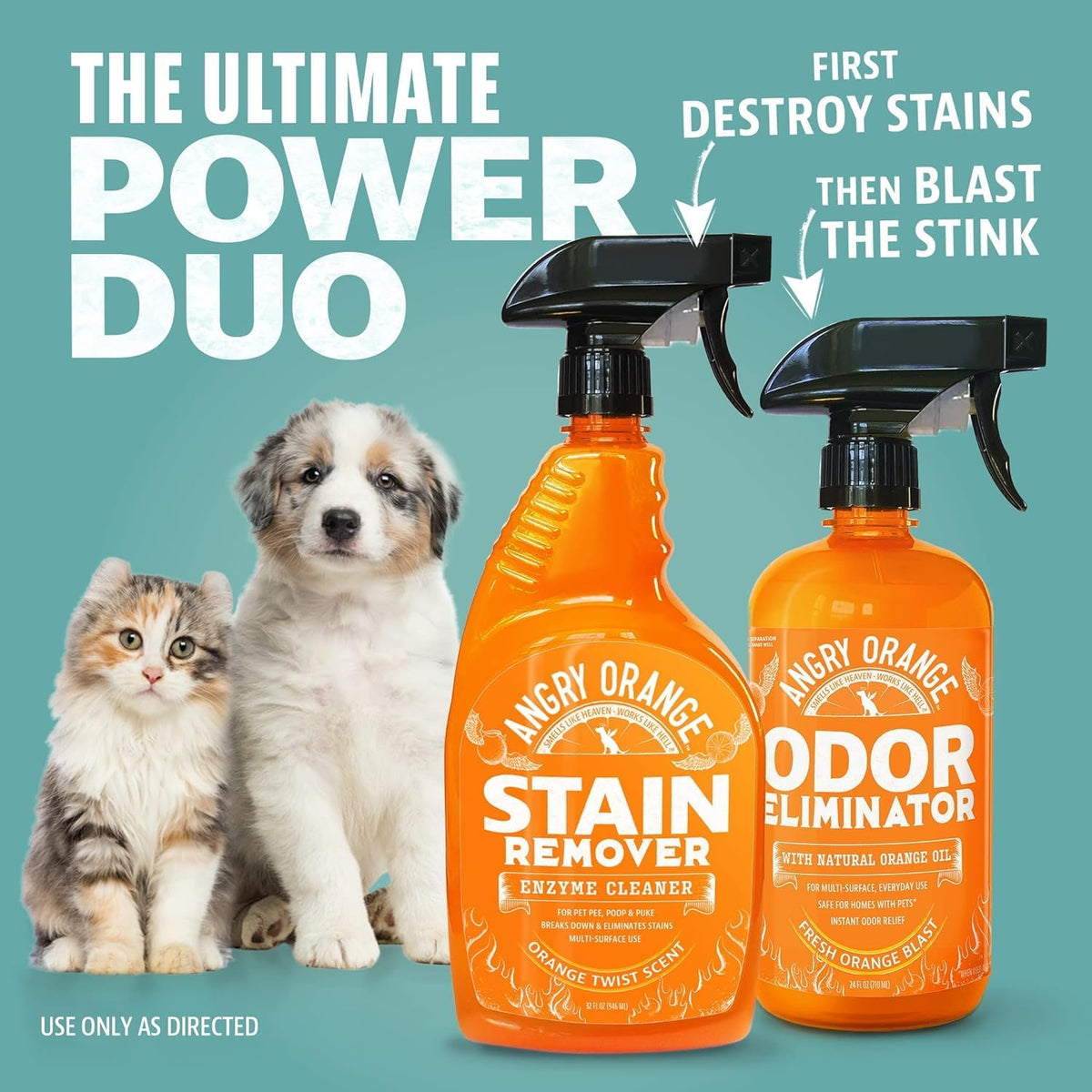 Angry Orange Stain Remover - 32oz Enzyme Pet Cleaner - Dog & Cat Urine Destroyer and Stain Remover - Citrus Spray Cleani