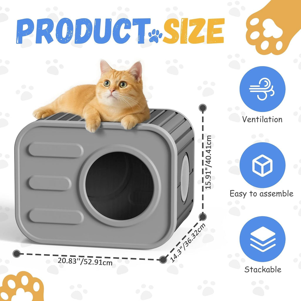Outdoor Cat House Weatherproof, Black