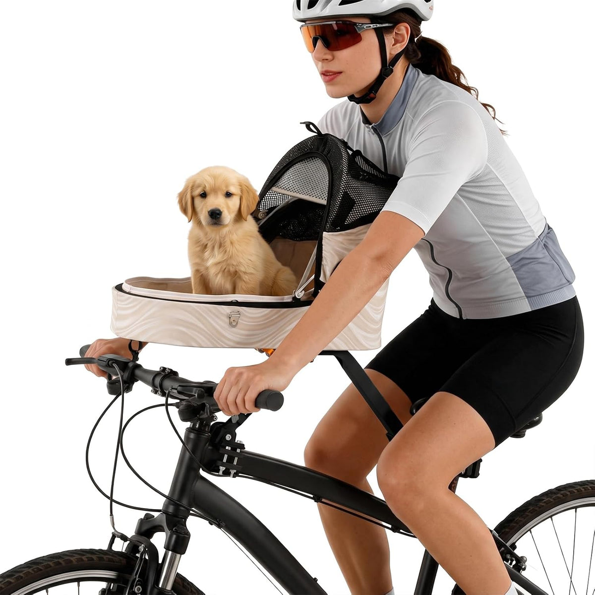 BBTO Middle Mount Dog Bike Basket for 22 Lbs with Sunshade & Platform