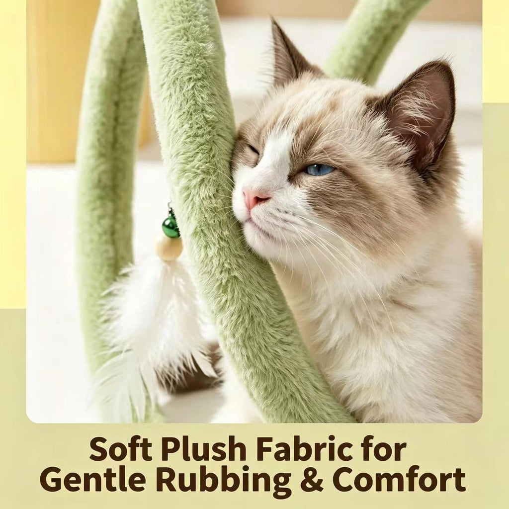Shapeable Bendable Plush Spiral Cat Tunnel Toy with Bell & Feather 28*12in