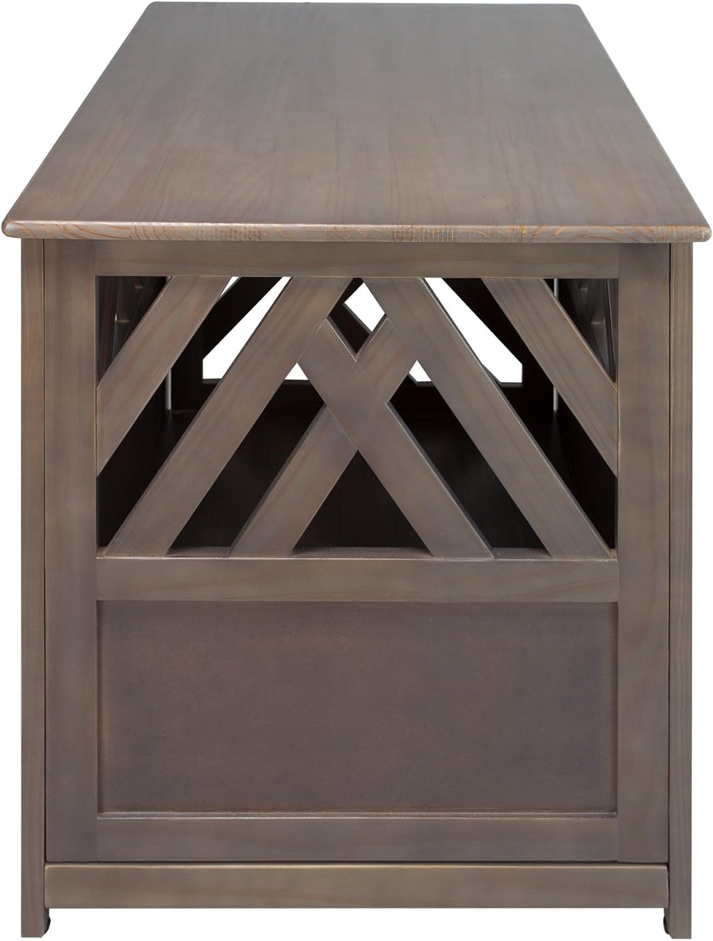 Casual Home Wooden Lattice Pet Crate, End Table, Taupe Gray