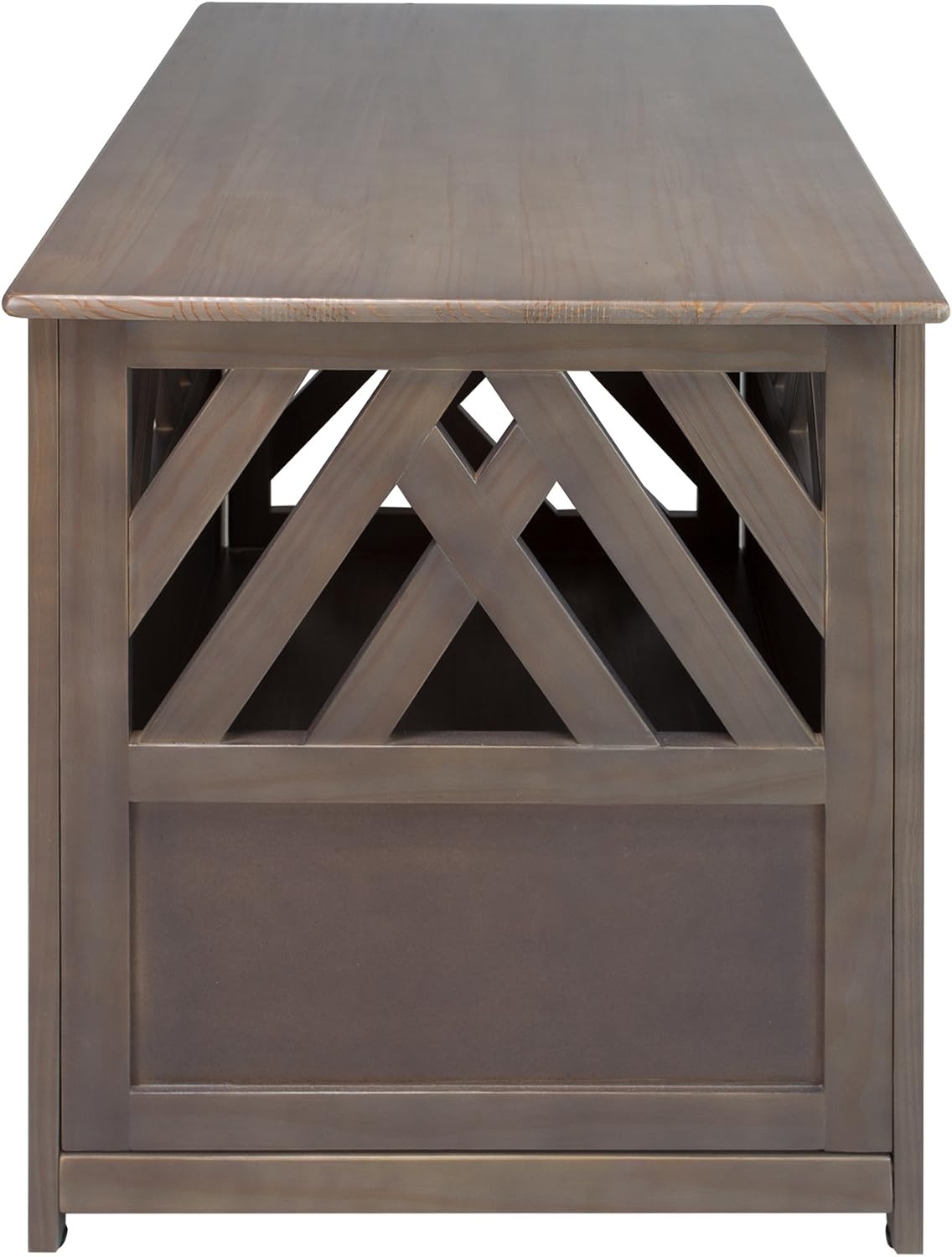 Casual Home Wooden Lattice Pet Crate, End Table, Taupe Gray