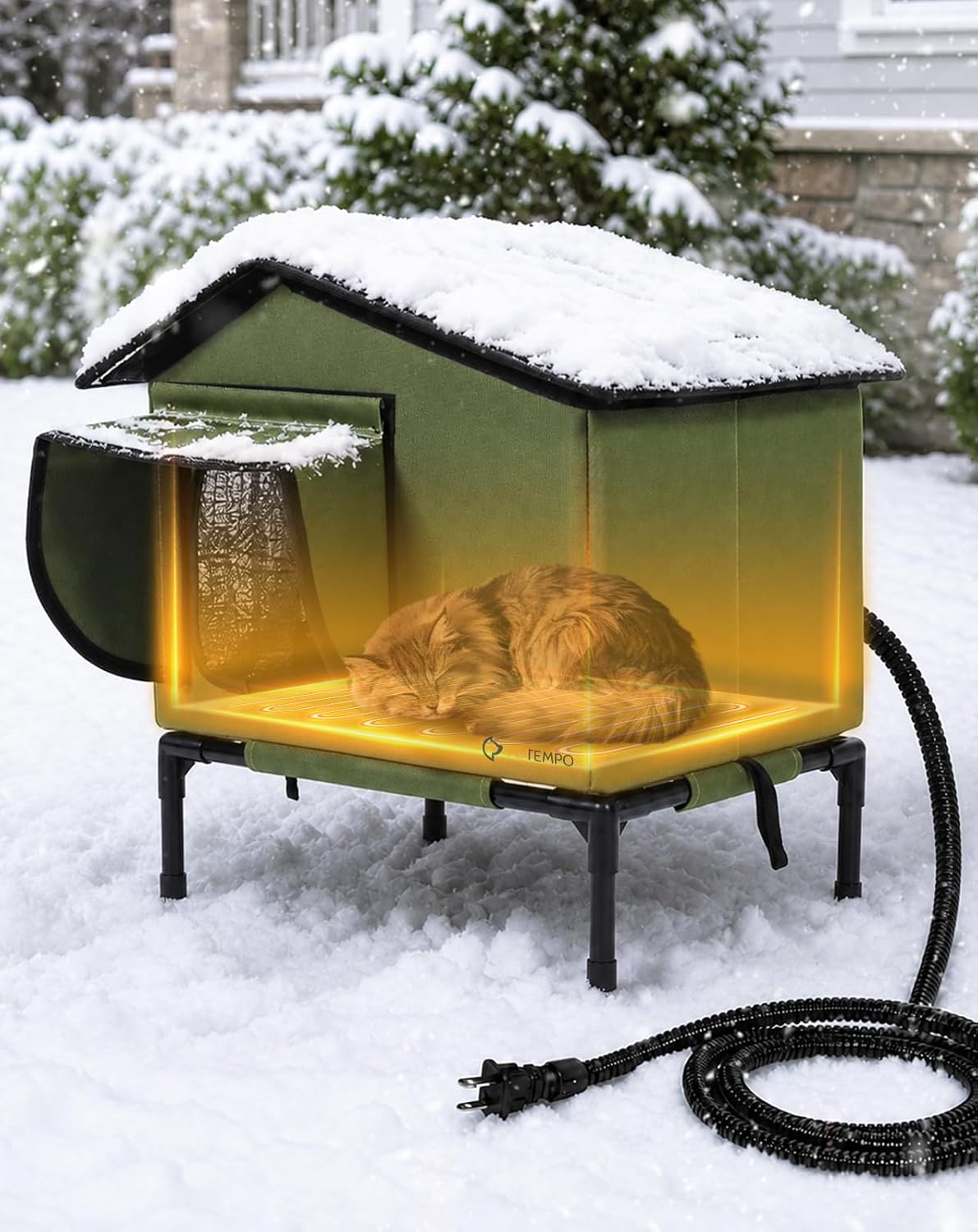 Heated Cat House for Outside Weatherproof in Winter, 16"x12"