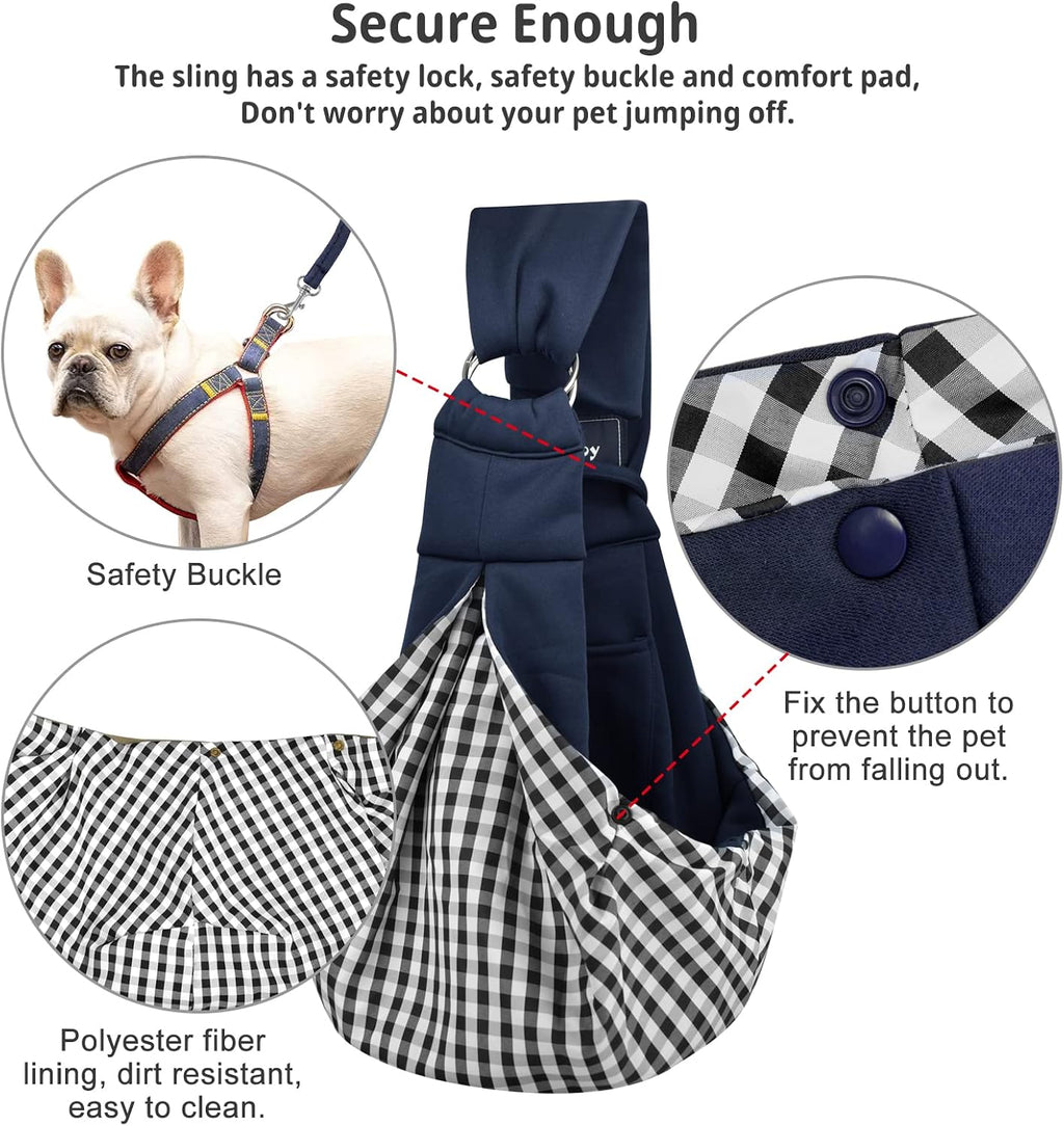 Dog and Cat Sling Carrier - Hands Free Reversible Pet Sling Bag - Ring Sling Adjustable - Suitable for Puppy, Small Dogs
