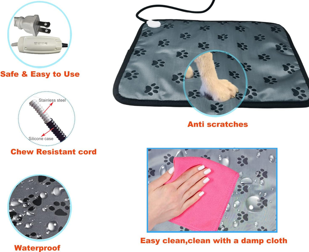 Pet Heating pad Outdoor Small Dog cat Heating pad Heated ped beds for Outside Dogs House Heater Electric Warming pad for