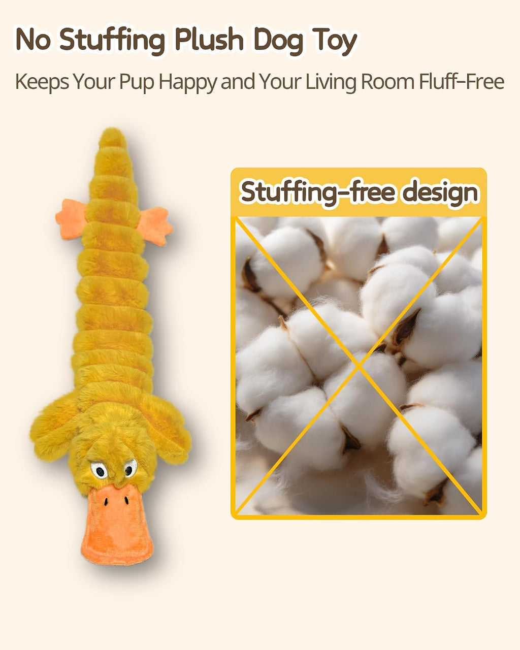 3 Pack No Stuffing Squeaky Dog Toys for Small Dogs,Plush Crinkle Toy