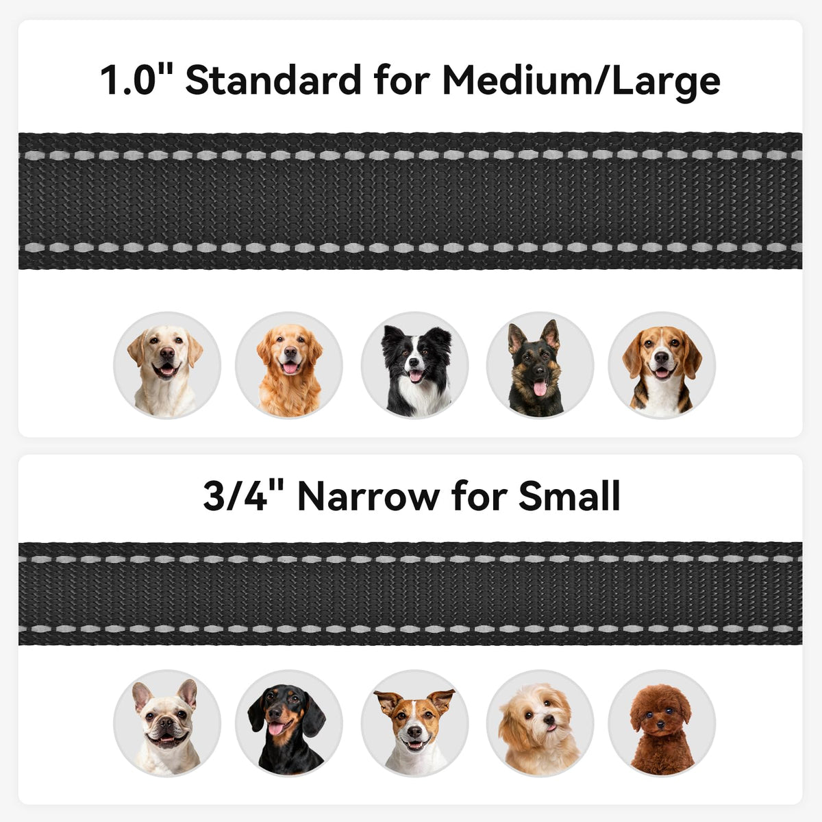 Joytale Reflective Dog Leash for Medium & Large Dogs, 6 FT x 1", Black