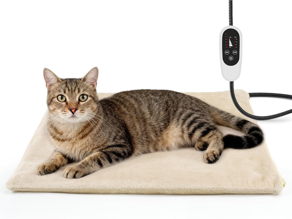 NICREW Adjustable Temperature Cat Heating Pad, 17.7" x 15.7", 55W, Khaki