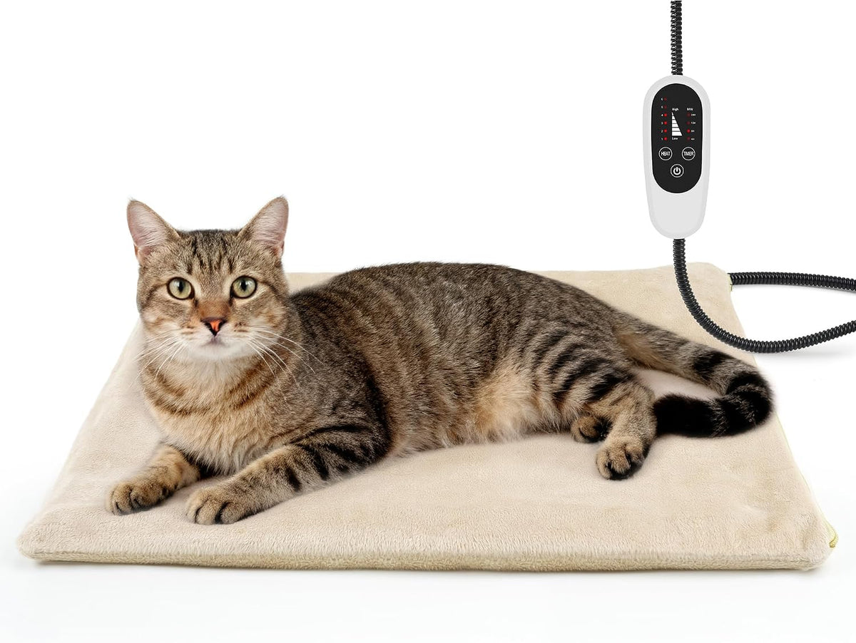 NICREW Adjustable Temperature Cat Heating Pad, 17.7" x 15.7", 55W, Khaki