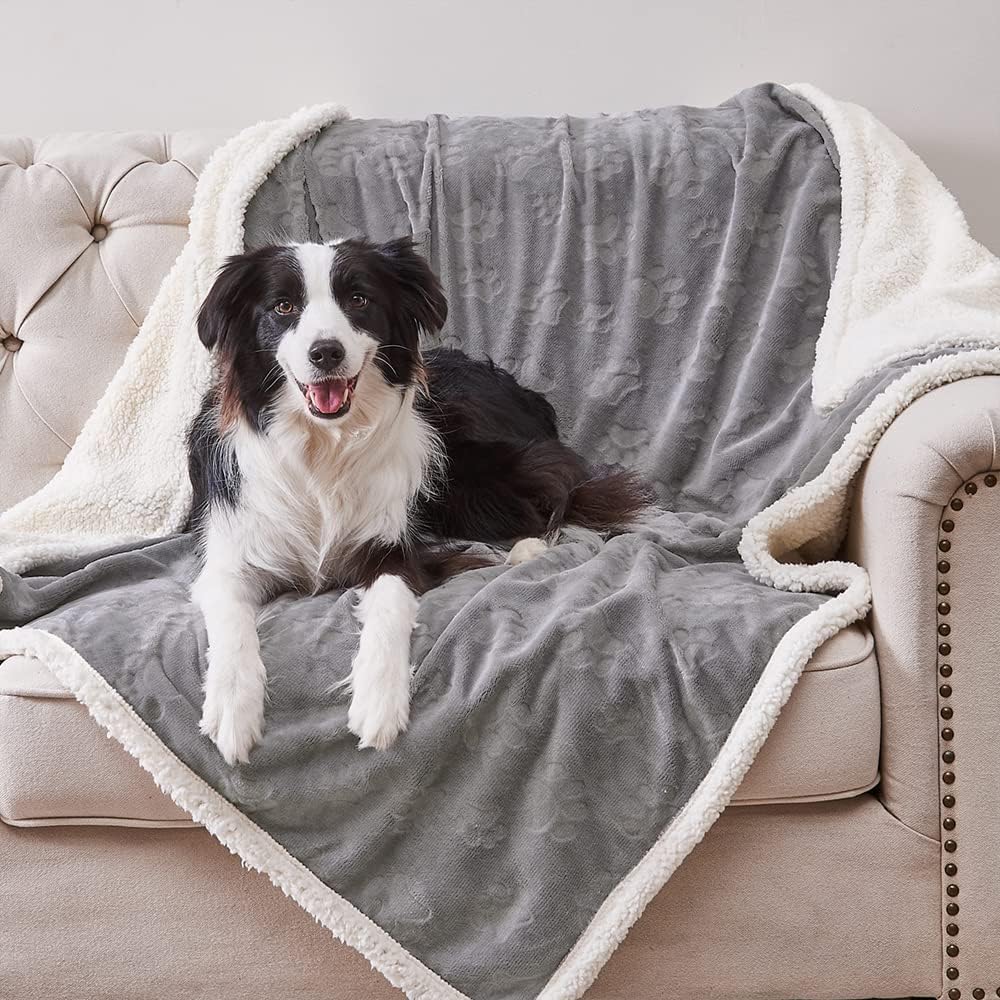 Pet Blankets for Cats - Waterproof Cat Blanket Washable - Sherpa Fleece Puppy Blanket, Soft Plush Reversible Throw Prote