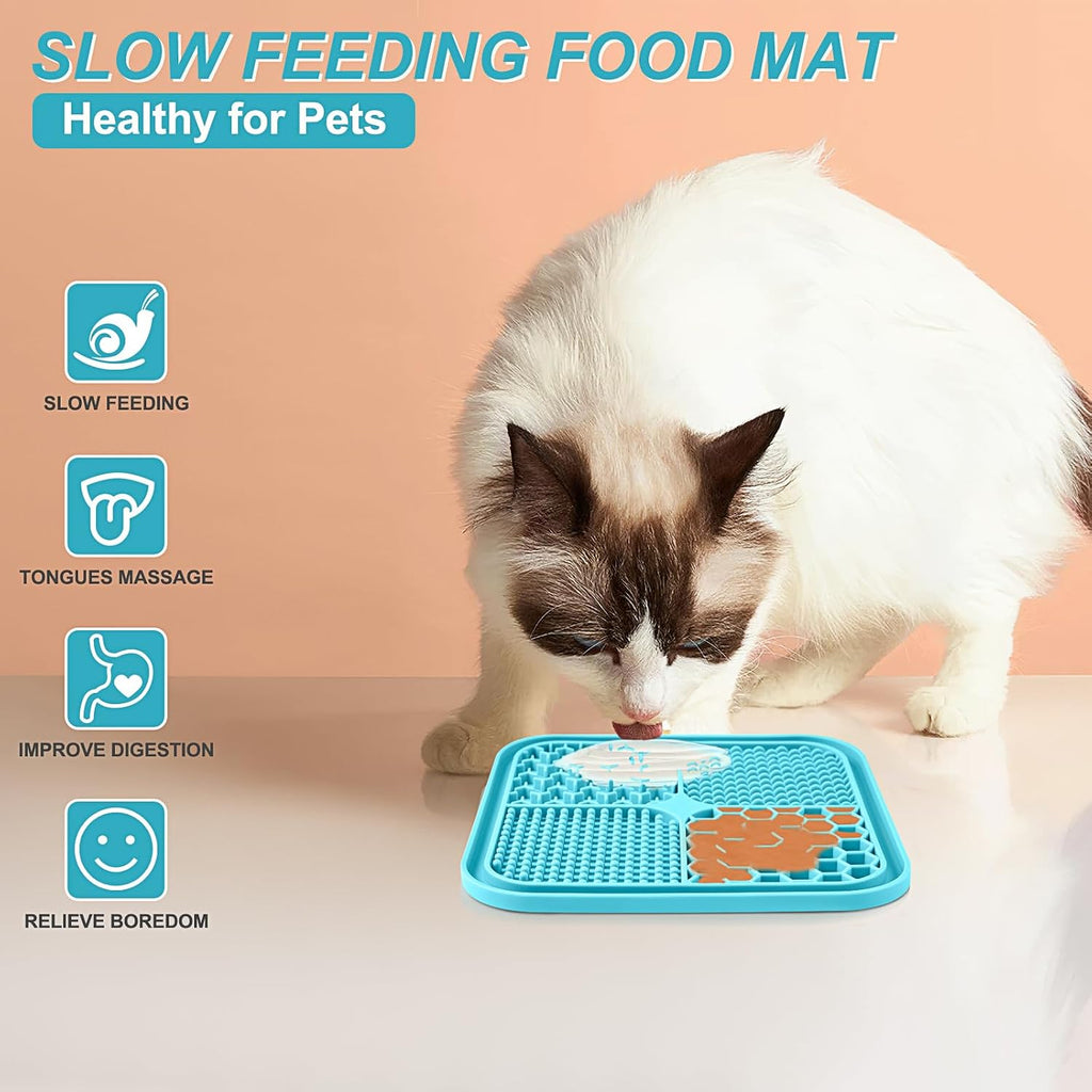 2PCS Licking Mat for Dogs with Suction Cups, Premium Lick Pad for Anxiety Relief, Slow Feeder Dog Bowls, Perfect for Bat