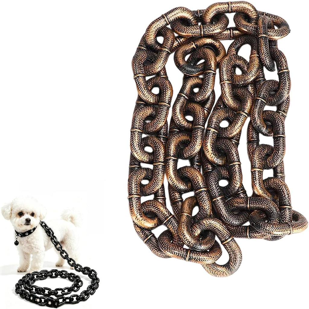 Fake Big Chain Dog Leash for Small Dogs & Cats, 75 Inch，Grey