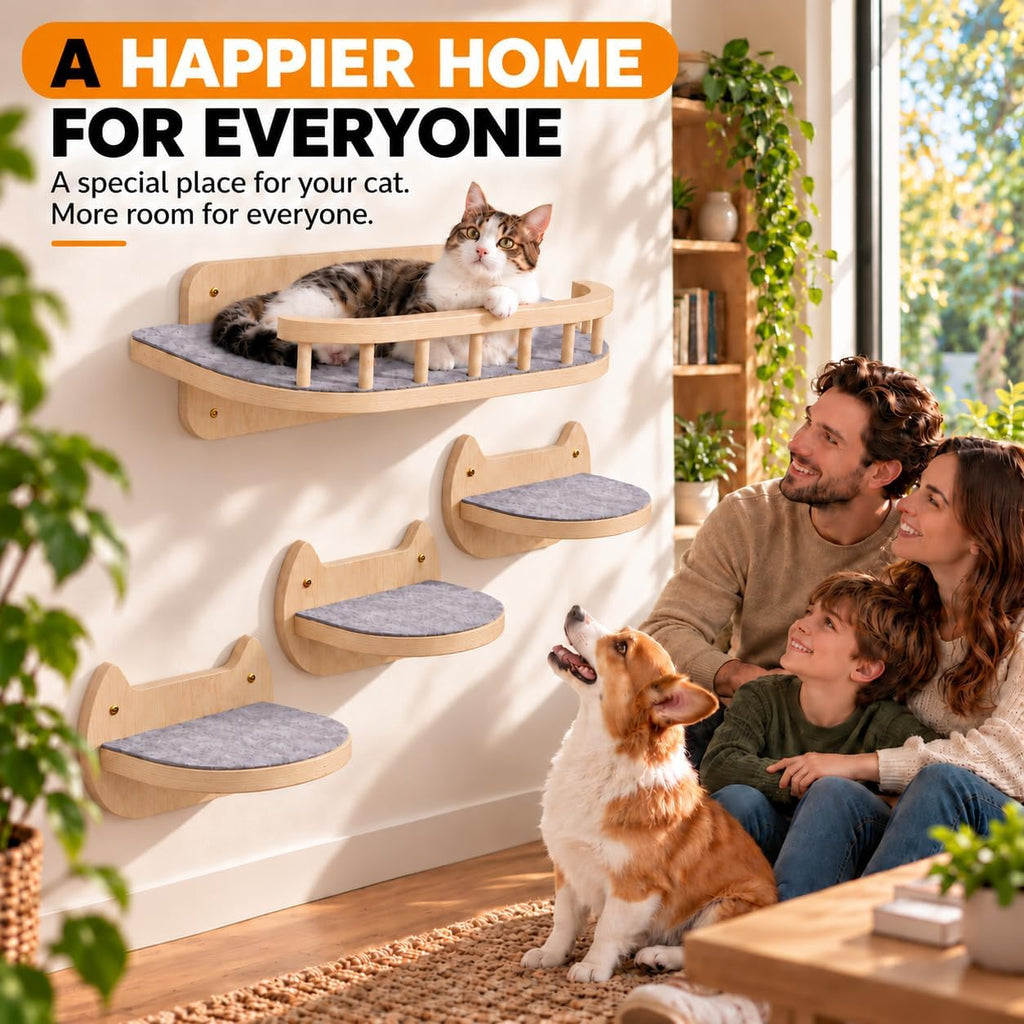 Cat Wall Shelves, Modern Cat Wall Furniture for Indoor Cats