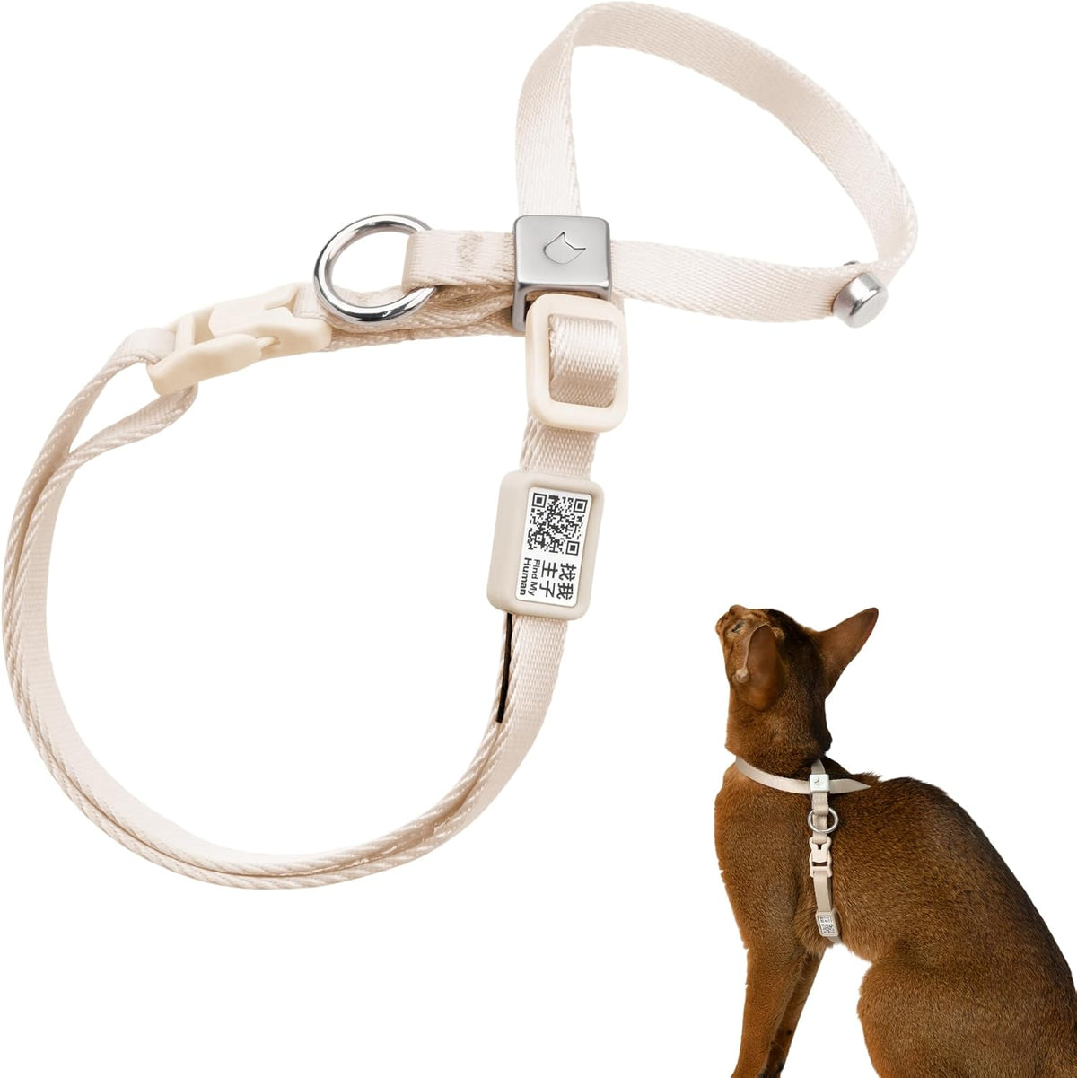 Escape Proof Cat Harness Anti-Choke Quick Release, Space Gray