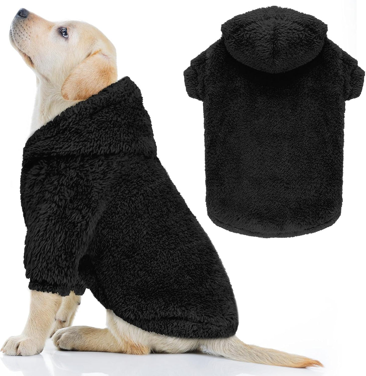 Fuzzy Dog Sweaters - Soft Double-Sided Plush Fleece Dog Hoodie - Pink-M