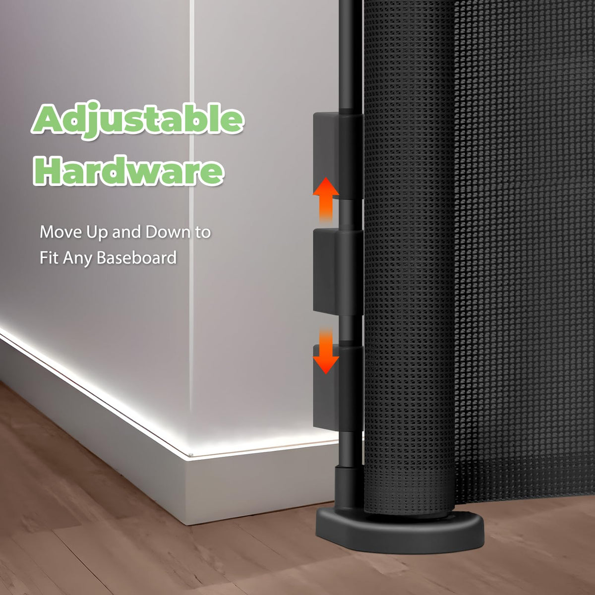 96" Wide Reinforced Retractable Baby Gates, Prevent Crawling Under, Black