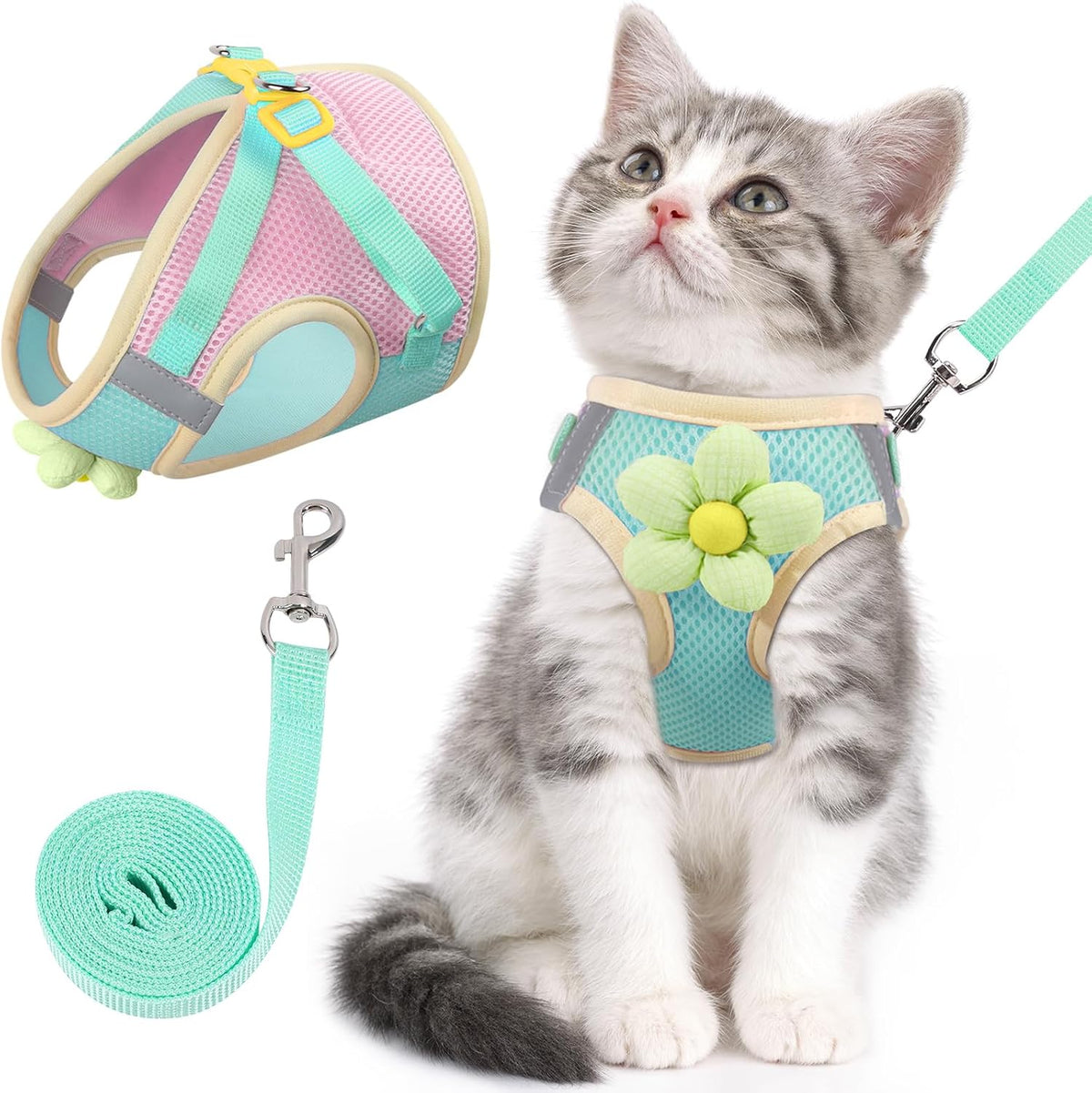 Cat Harness and Leash Set, Escape Proof Soft Vest Walk Pink XS