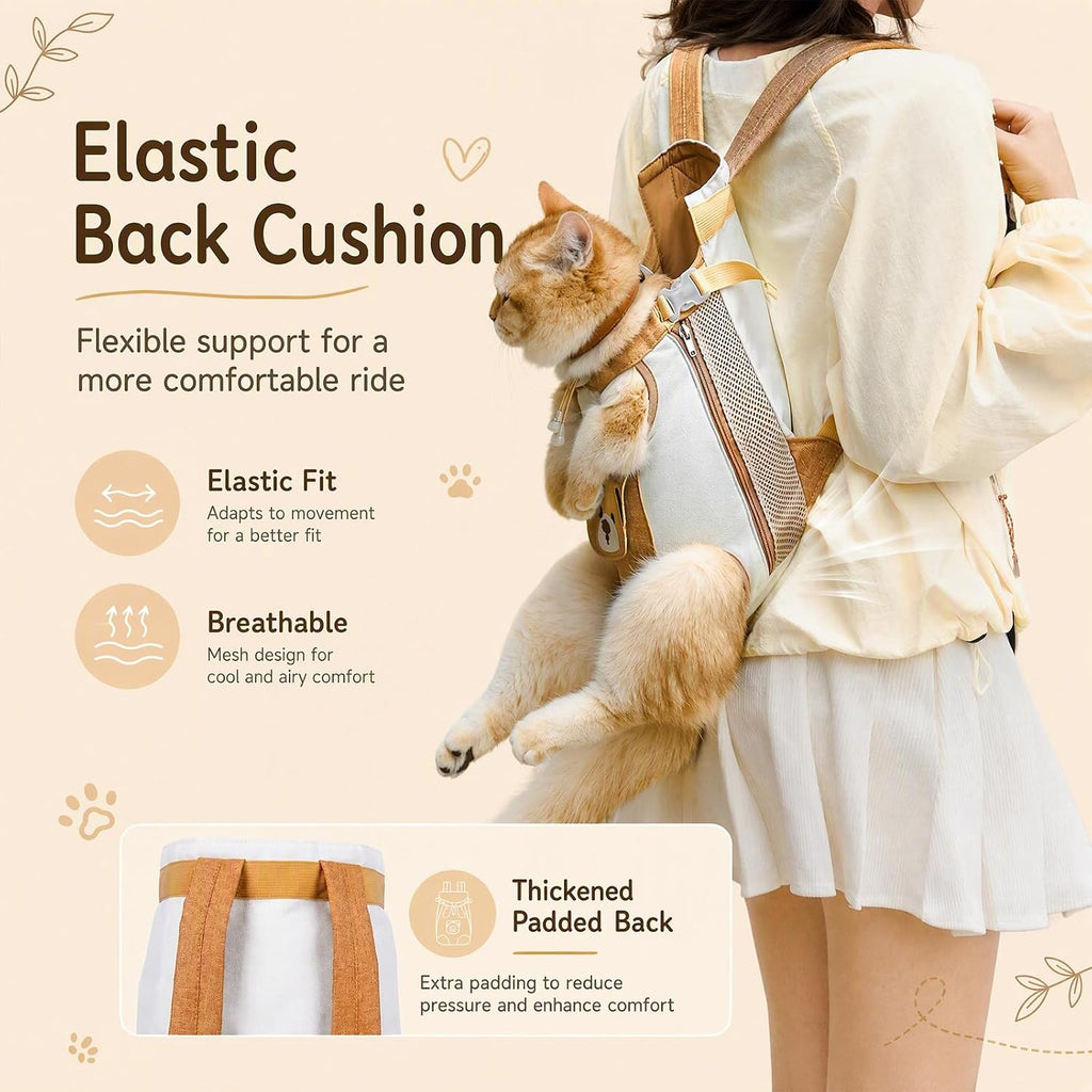 Cat Front Carrier Backpack, Hands-Free Pet Chest Carrier for Small Dog (S)
