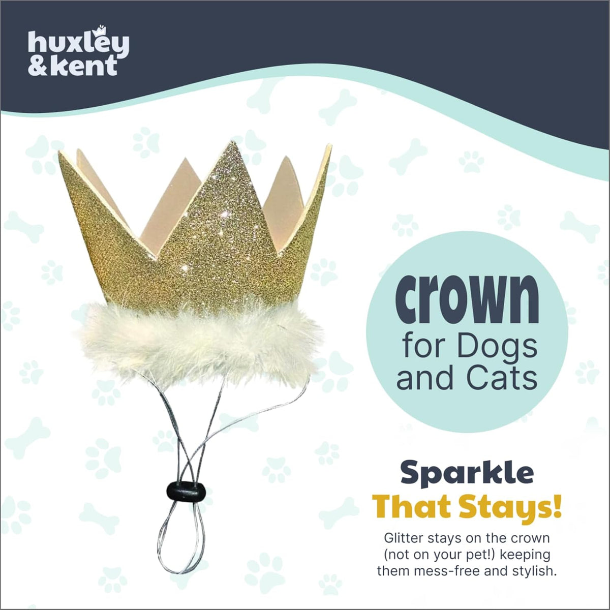 Huxley & Kent Party Crown Hat for Dogs & Cats, Gold, Large