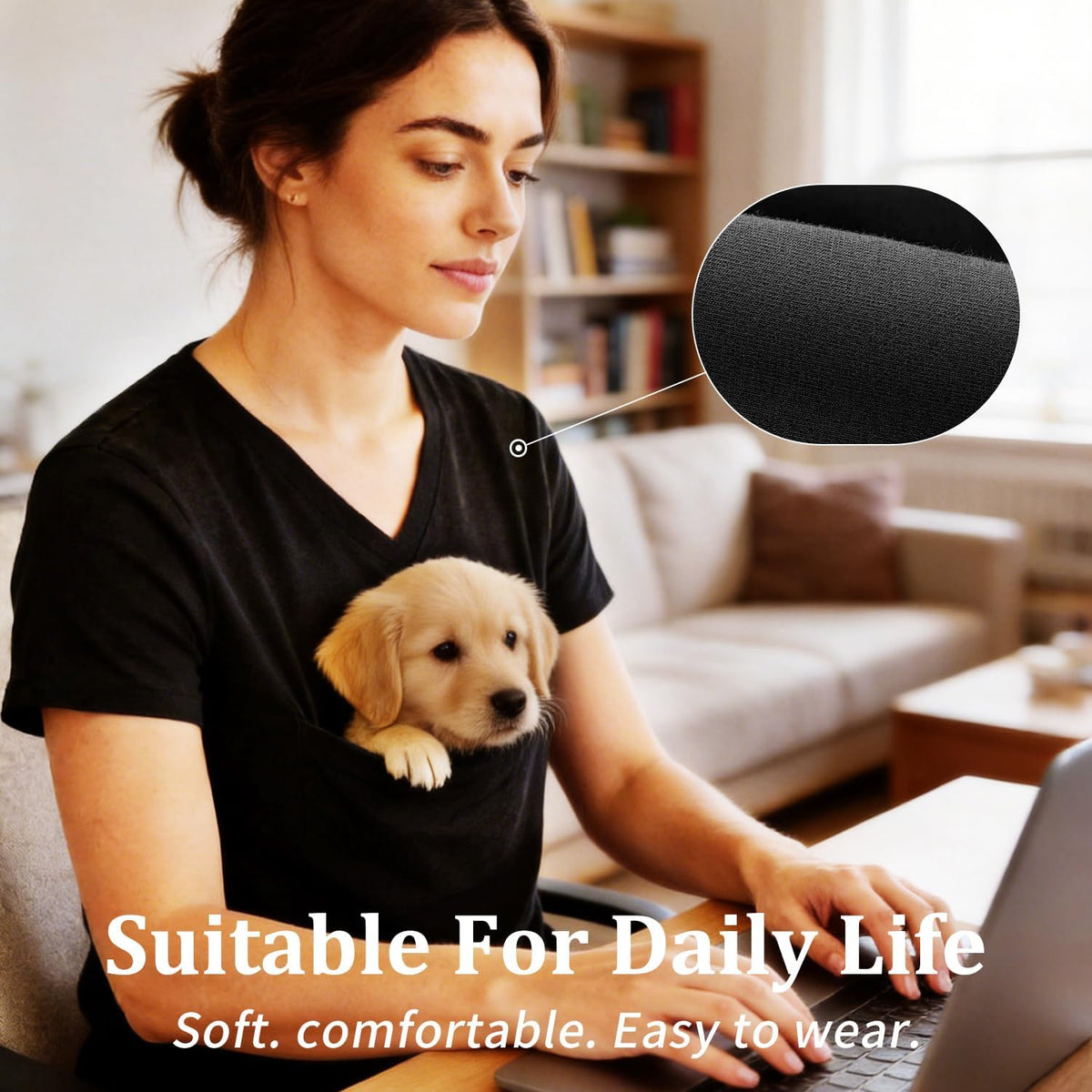 Pet Pouch Shirt for Small Dogs&Cats,Hands-Free Carrier with Kangaroo Pouch
