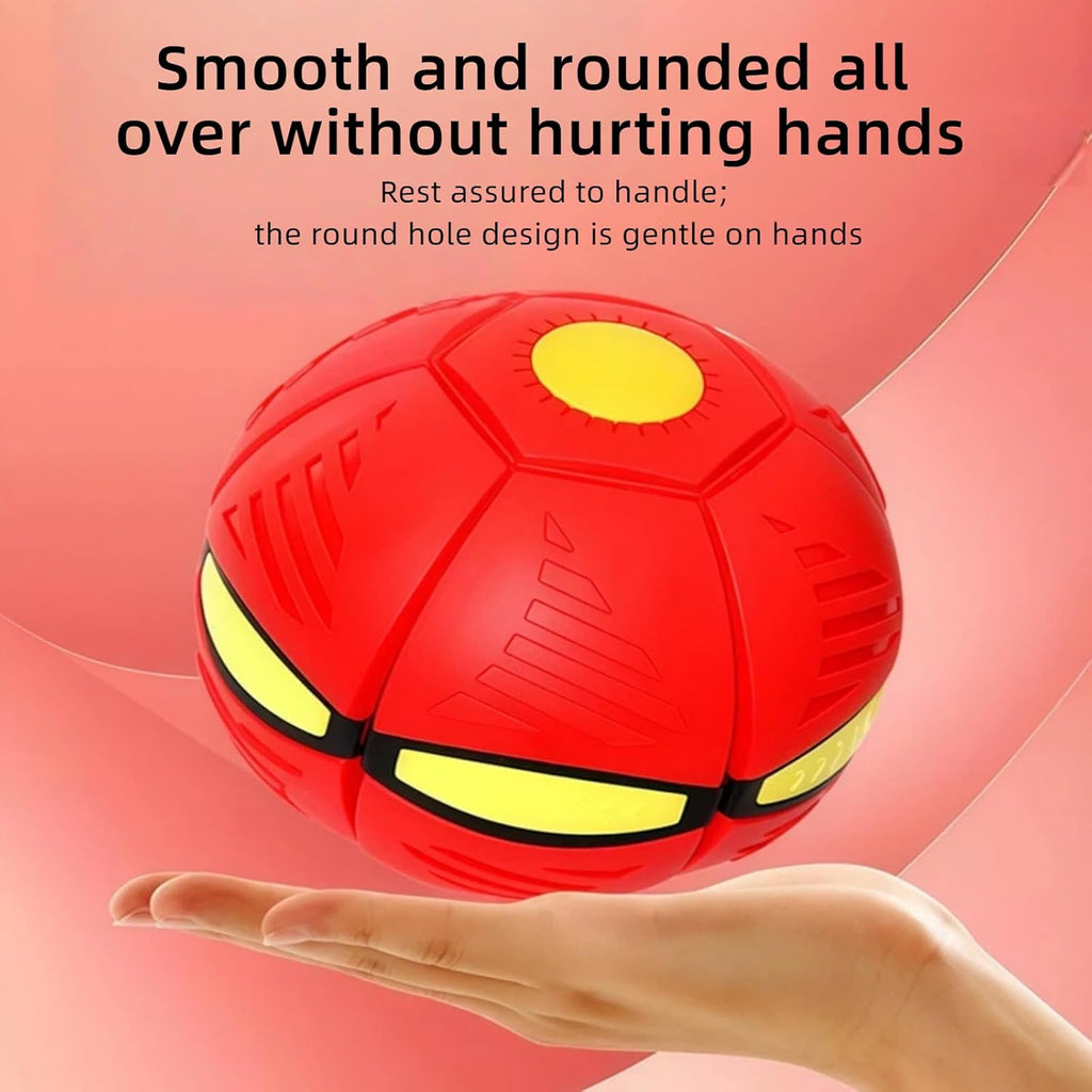 Interactive Deformable UFO Dog Toy, 2-in-1 Flying Disc Ball (rose red)