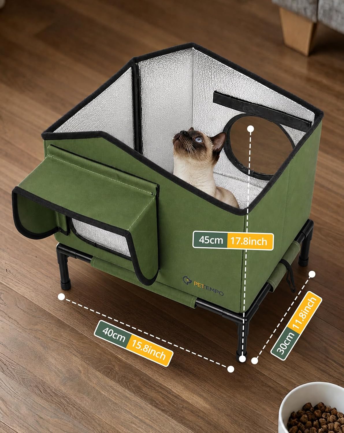 Heated Cat House for Outside Weatherproof in Winter, 16"x12"