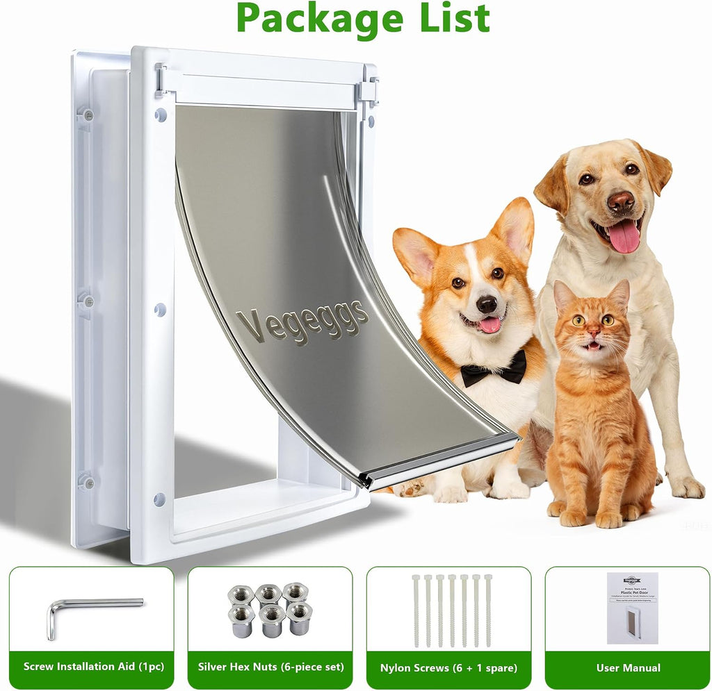 Large Dog Door for Door, Durable Plastic, Magnetic Pet Door with Lock Panel