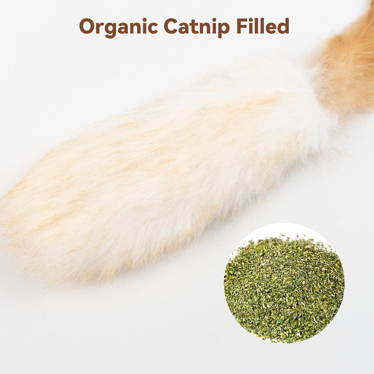 Migipaws Plush Cat Toy Migi-Fluffy, 2-Pack, Natural Feather & Catnip, Soft Fluffy Tail & Interactive Hanging Ring for Wa